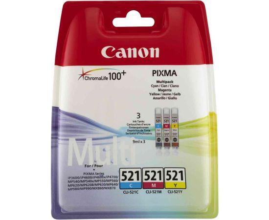 Купить Комплект струйных картриджей Canon CLI-521 для Pixma iP4700/MP560/MP640 CLI-521 C/M/Y (2934B010) по лучшей цене