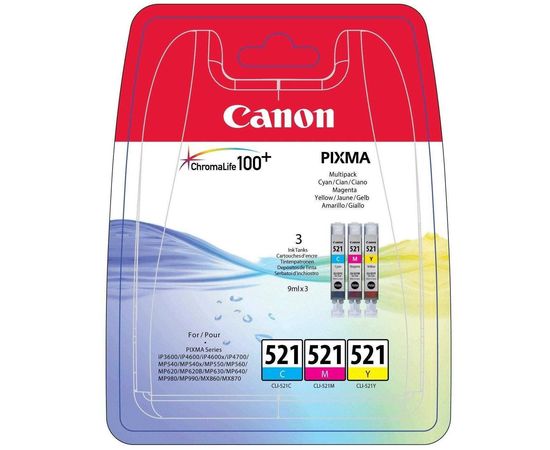 Купить Комплект струйных картриджей Canon CLI-521 для Pixma iP4700/MP560/MP640 CLI-521 C/M/Y (2934B010) по лучшей цене
