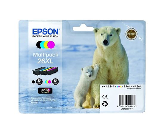 Купить Комплект струйных картриджей Epson для Expression Premium XP-600 №26X B/C/M/Y (C13T26364010) повышенной емкости по лучшей цене