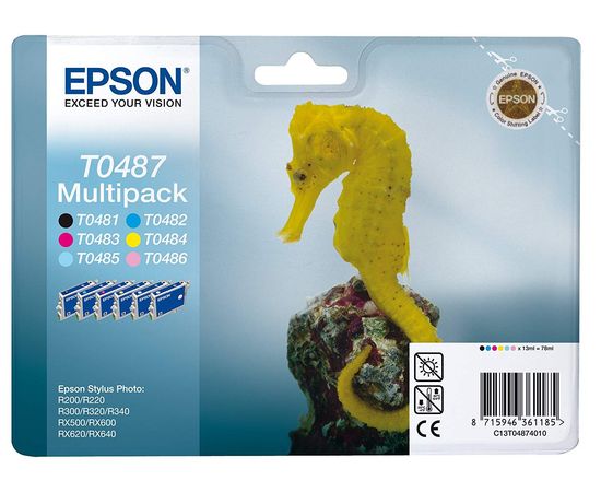 Купить Комплект струйных картриджей Epson для Stylus Photo R200/R340/RX620 B/C/M/Y/LC/LM (C13T04874010) по лучшей цене