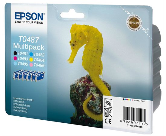 Купить Комплект струйных картриджей Epson для Stylus Photo R200/R340/RX620 B/C/M/Y/LC/LM (C13T04874010) по лучшей цене
