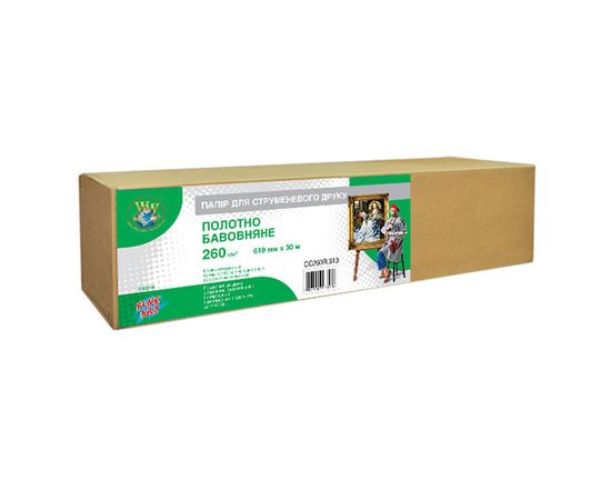 Купить Холст WWM натуральный хлопковый 260г/м кв, рулон 610мм х 30м, (CC260R.610) диаметр втулки 50мм по лучшей цене