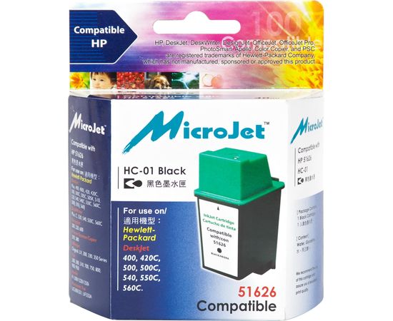 Купить Картридж MicroJet для HP DJ 400/500 аналог HP №26 ( 51626A) Black (HC-01) по лучшей цене