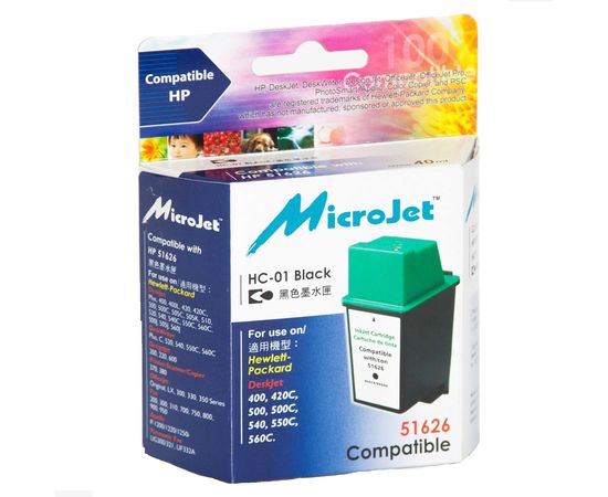Купить Картридж MicroJet для HP DJ 400/500 аналог HP №26 ( 51626A) Black (HC-01) по лучшей цене