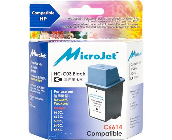 Купить Картридж MicroJet для HP DJ 610C/640C/656C аналог HP №20 ( C6614DE) Black (HC-C03) по лучшей цене