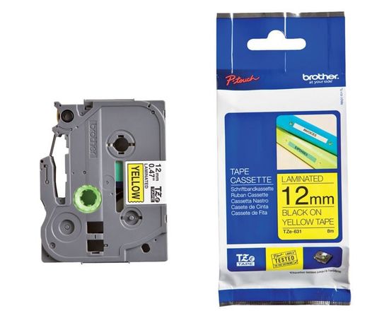 Купить Лента Brother для Laminated yellow, Print black (TZE631) по лучшей цене