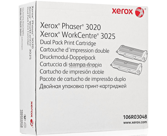 Купить Картридж тонерный Xerox для Phaser 3020/WC3025 2x1500 копий Black (106R03048) по лучшей цене