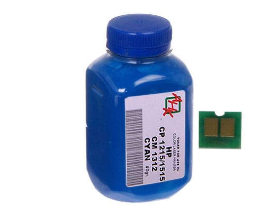 Купить Тонер+чип АНК для HP CLJ CP1215/CP1515/CM1312 ( тонер АНК, чип АНК) бутль 40г Cyan (1500140) по лучшей цене