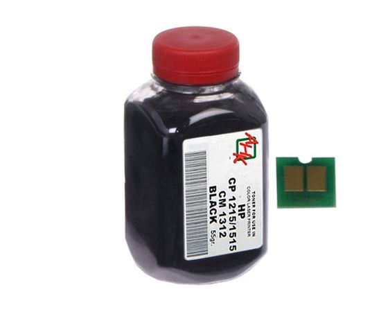 Купить Тонер+чип АНК для HP CLJ CP1215/CP1515/CM1312 ( тонер АНК, чип АНК) бутль 55г Black (1500130) по лучшей цене