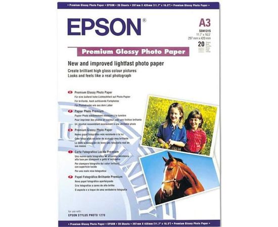 Купить Фотобумага Epson Premium глянцевая 255г/м кв, A3, 20л (C13S041315) по лучшей цене