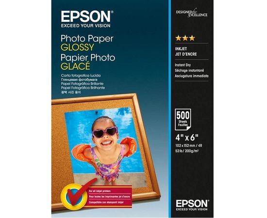 Купить Фотобумага Epson глянцевая 200г/м кв, 10см x 15см, 500л (C13S042549) по лучшей цене