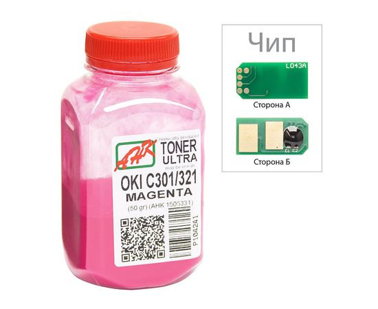 Купить Тонер+чип АНК для OKI C301/321 ( тонер АНК, чип АНК) бутль 50г Magenta (1505327) по лучшей цене