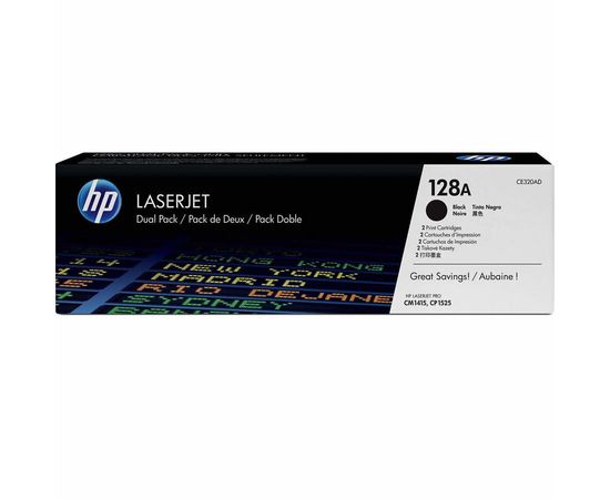 Купить Картридж тонерный HP 128A для CLJ CP1525n/CM1415fn 2x2000 копий Black (CE320AD) двойная упаковка по лучшей цене