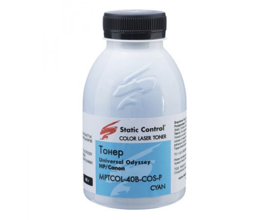 Купить Тонер HP универсальный MPTCOL флакон, 40 г, голубой SCC (MPTCOL-40B-COS-P) по лучшей цене