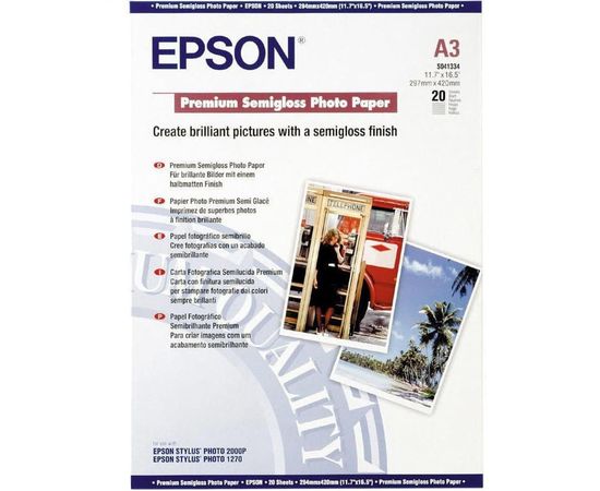 Купить Фотобумага Epson Premium Semigloss Photo Paper 260г/м кв, A3, 20л (C13S041334) по лучшей цене