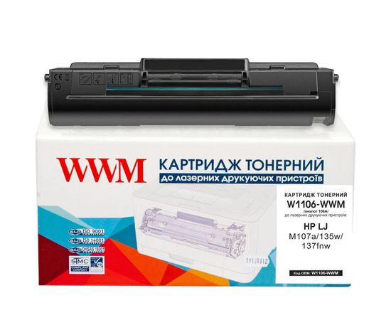 Купить Картридж WWM HP LJ M107a/135w/137fnw 106A Black (W1106-WWM) по лучшей цене