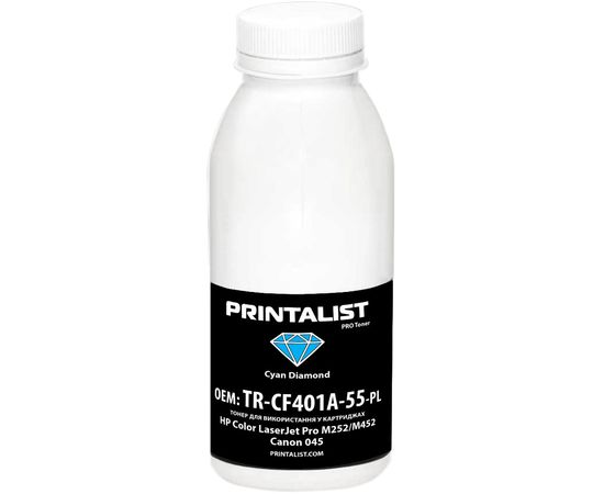 Купить Тонер PRINTALIST для HP CLJ Pro M252/M452, Canon 045 бутль 50г Cyan (TR-CF401A-55-PL) по лучшей цене
