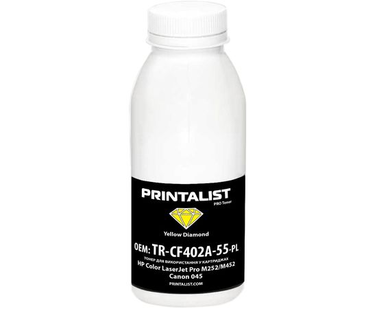 Купить Тонер PRINTALIST для HP CLJ Pro M252/M452, Canon 045 бутль 50г Yellow (TR-CF402A-55-PL) по лучшей цене