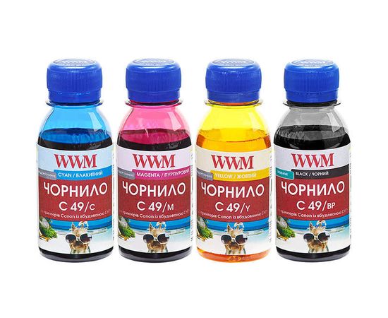Купить Комплект чернил WWM для Canon G1400/G2400/G3400 Пигментные/Водорастворимые 4х100г BP/C/M/Y (C49SET4-2) по лучшей цене