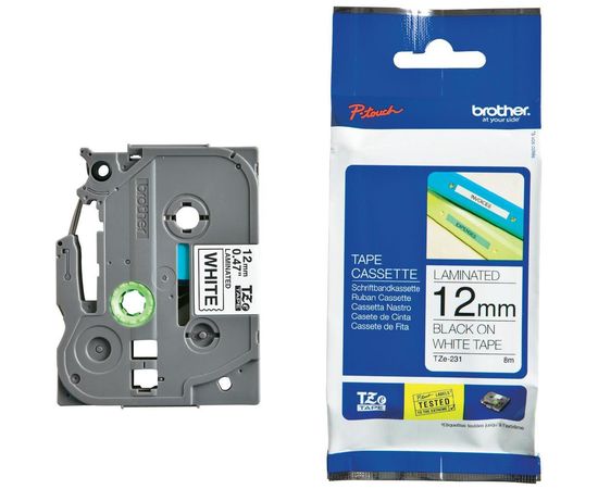 Купить Лента Brother для P-touch 1010/1280/2430/2700/9700 (TZE231) 12мм, ламинированная, черный на белом по лучшей цене