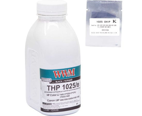 Купить Тонер+чип WWM для HP CLJ CP1025 ( тонер WWM, чип WWM) бутль 40г Black (TC1025B) по лучшей цене
