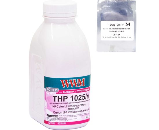 Купить Тонер+чип WWM для HP CLJ CP1025 ( тонер WWM, чип WWM) бутль 35г Magenta (TC1025M) по лучшей цене