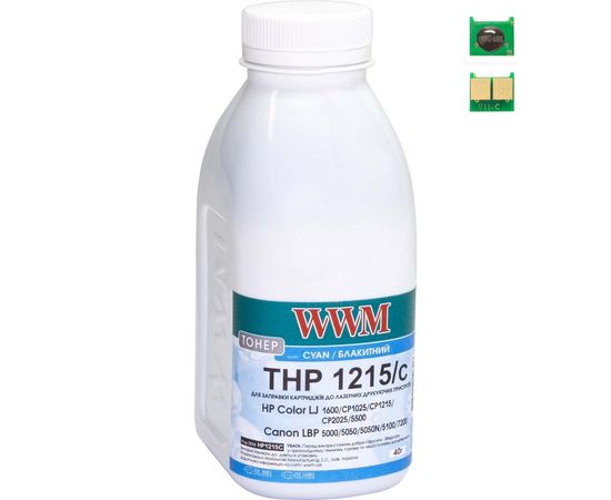 Купить Тонер+чип WWM для HP CLJ CP1215/CP1515/CM1312 ( тонер WWM, чип WWM) бутль 40г Cyan (TC1215C) по лучшей цене
