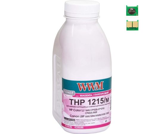 Купить Тонер+чип WWM для HP CLJ CP1215/CP1515/CM1312 ( тонер WWM, чип WWM) бутль 40г Magenta (TC1215M) по лучшей цене