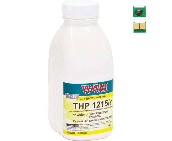 Купить Тонер+чип WWM для HP CLJ CP1215/CP1515/CM1312 ( тонер WWM, чип WWM) бутль 40г Yellow (TC1215Y) по лучшей цене