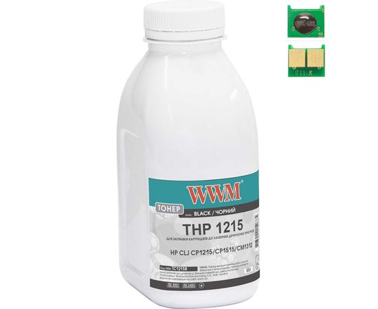 Купить Тонер+чип WWM для HP CLJ CP1215/CP1515/CM1312 ( тонер WWM, чип WWM) бутль 55г Black (TC1215B) по лучшей цене