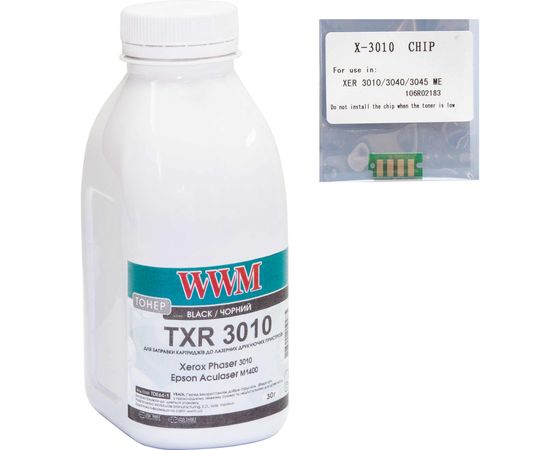 Купить Тонер+чип WWM для Xerox Phaser 3010 ( тонер WWM, чип WWM) бутль 30г 2300 копий Black (TCXP3010) по лучшей цене