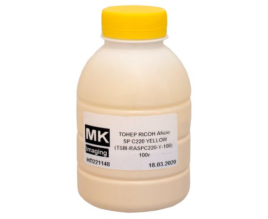 Купить Тонер Ricoh Aficio SP C220 флакон, 100 г, желтый Delacamp/MK Imaging (TSM-RASPC220-Y-100) по лучшей цене