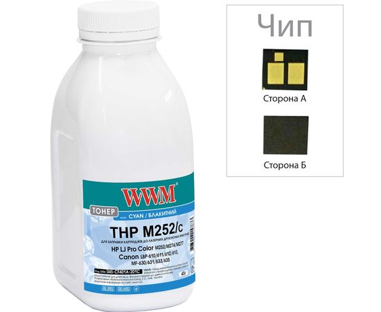 Купить Тонер+чип WWM для HP LJ Pro M252, Canon 045 бутль 45г Cyan (045-CF401A-201C) по лучшей цене