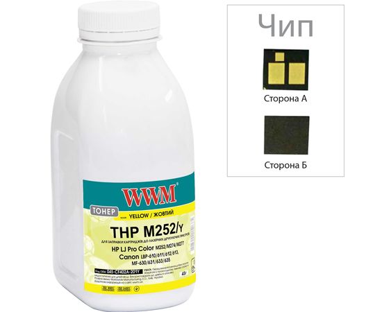 Купить Тонер+чип WWM для HP LJ Pro M252, Canon 045 бутль 45г Yellow (045-CF402A-201Y) по лучшей цене