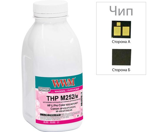 Купить Тонер+чип WWM для HP LJ Pro M252, Canon 045 бутль 45г Magenta (045-CF403A-201M) по лучшей цене