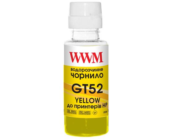 Купить Чернила WWM HP GT52 100г Yellow, для Ink Tank 115/315/319 (H52Y) по лучшей цене