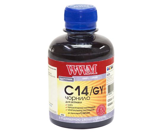 Купить Чернила WWM для Canon CLI-451GY/CLI-471GY 200г Gray Водорастворимые (C14/GY) светостойкие по лучшей цене