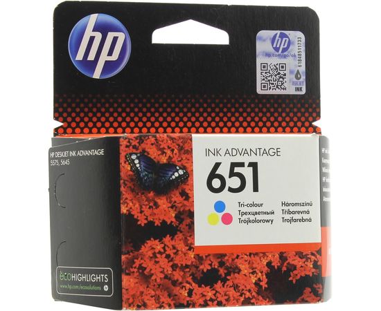 Купить Картридж HP для Deskjet 5575, Officejet 202 HP 651 Color (C2P11AE) по лучшей цене