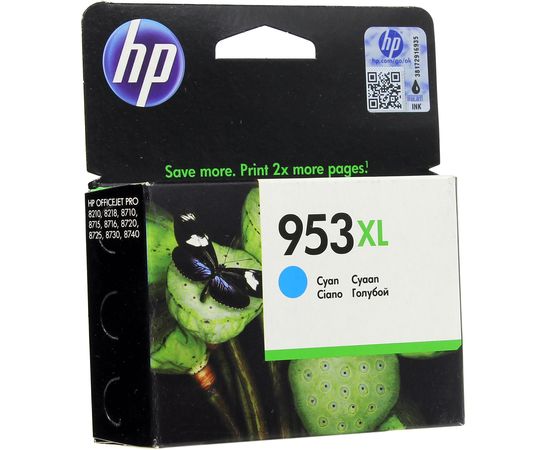 Купить Картридж HP для Officejet Pro 8210/8710/8720, HP 953XL Cyan (F6U16AE) повышенной емкости по лучшей цене