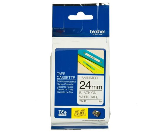 Купить Лента Brother для P-touch PT2430PC/PT2700/PT9700PC (TZE251) 24mm ламинированная, черный на белом по лучшей цене