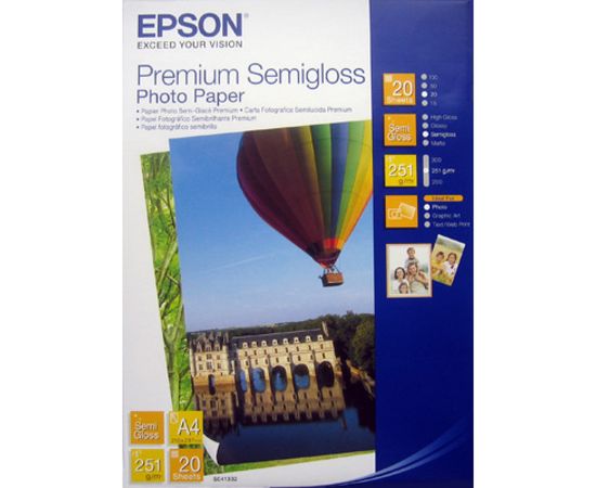 Купить Фотобумага Premium Semigloss А4, 20 л Epson (C13S041332) по лучшей цене