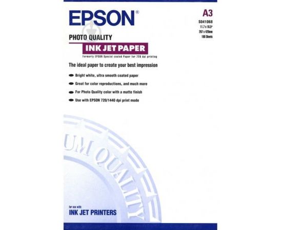 Купить Бумага Photo Quality Ink Jet Paper A3, 100 л Epson (C13S041068) по лучшей цене