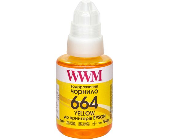 Купить Чернила WWM 664 для Epson L110/L210/L300 140г Yellow Водорастворимые (E664Y) по лучшей цене