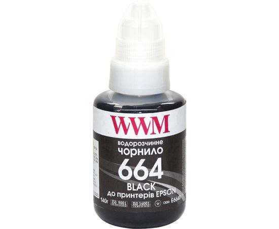 Купить Чернила WWM 664 для Epson L110/L210/L300 140г Black Водорастворимые (E664B) по лучшей цене
