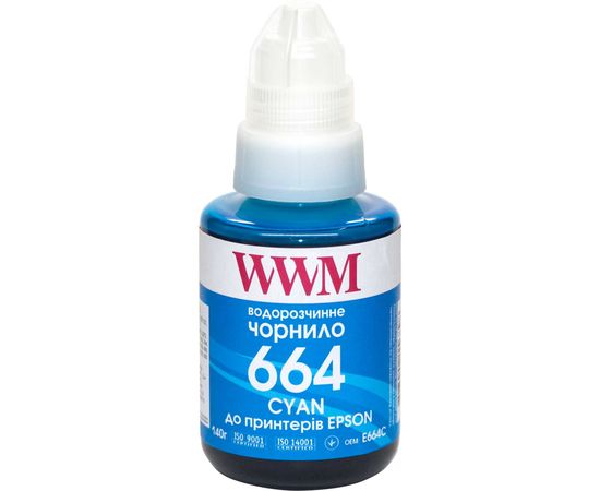 Купить Чернила WWM 664 для Epson L110/L210/L300 140г Cyan Водорастворимые (E664C) по лучшей цене