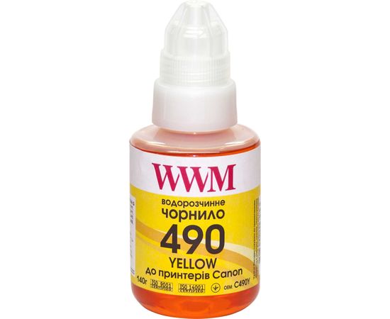 Купить Чернила WWM GI-490 для Canon G1400/G2400/G3400 140г Yellow (C490Y) по лучшей цене