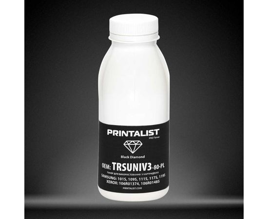 Купить Тонер PRINTALIST для Samsung/Xerox универсальный бутль 80г Black (TRSUNIV3-80-PL) по лучшей цене