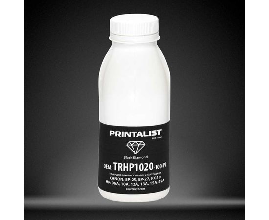 Купить Тонер PRINTALIST для HP LJ 1010/1020/1022 бутль 100г Black (TRHP1020-100-PL) по лучшей цене