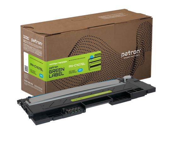 Купить Тонер-картридж совместимый Samsung CLT-C407S Green Label, голубой Patron (PN-C407GL) по лучшей цене