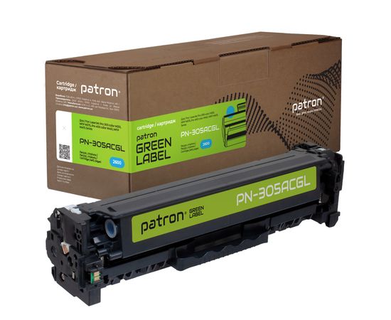 Купить Картридж совместимый HP 305A (CE411A) голубой Green Label Patron (PN-305ACGL) по лучшей цене